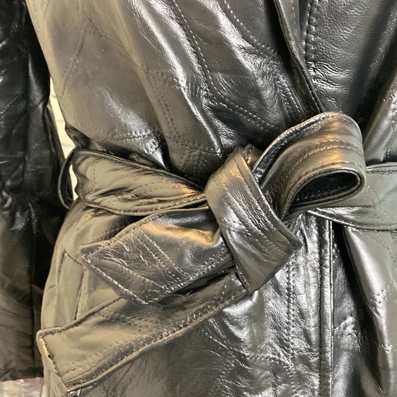 GIOVANNI NAVARRE LEATHER COMPANY NWT Trench Coat Italian Stone Patchwork Matrix - Picture 8 of 16